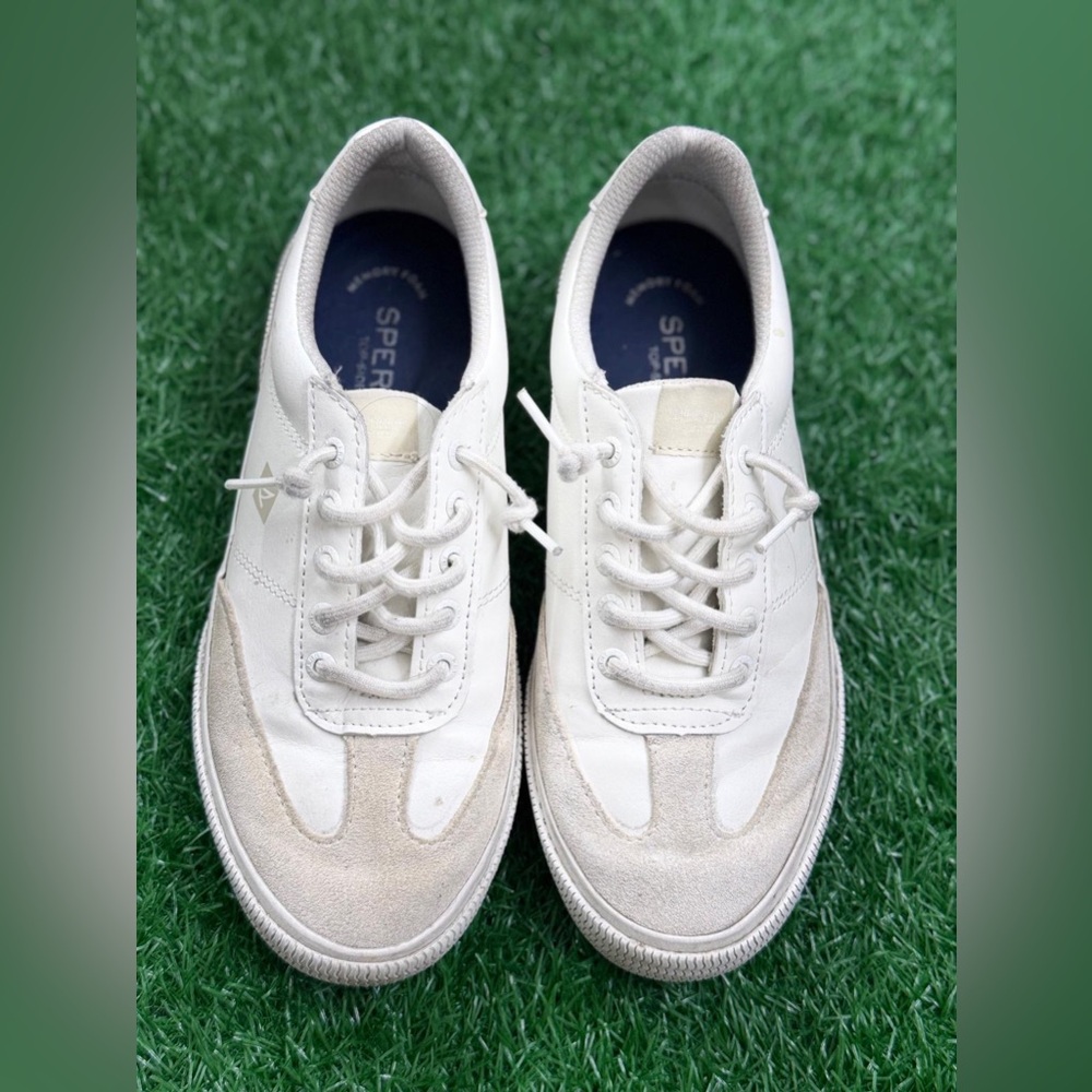 Sperry Off-White and Cream Low-Top Lace-Up Sneakers